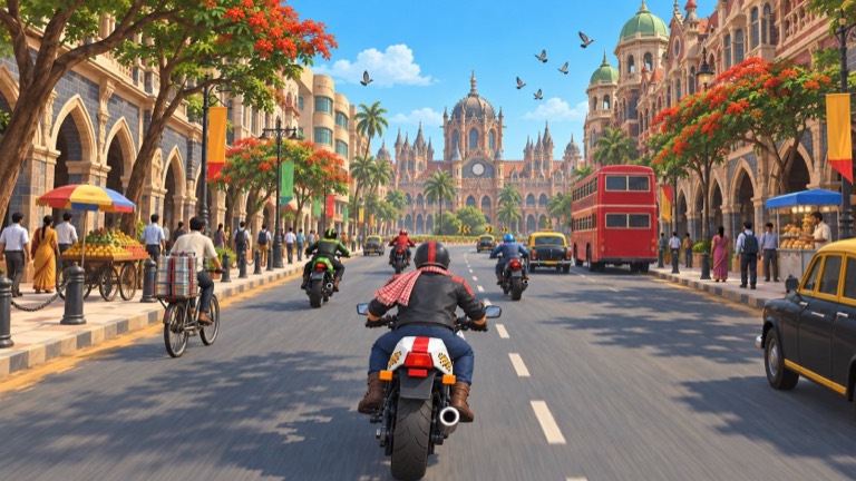 Sadak Fury key art: racing down a Mumbai heritage street