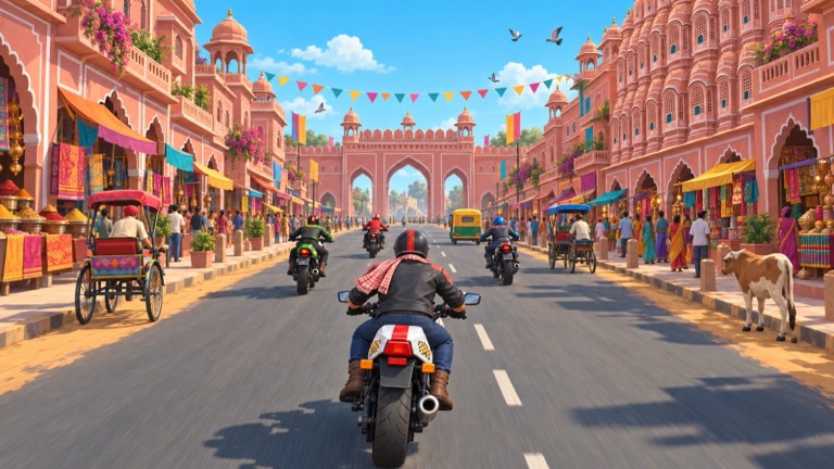 Sadak Fury key art: racing through a Jaipur bazaar