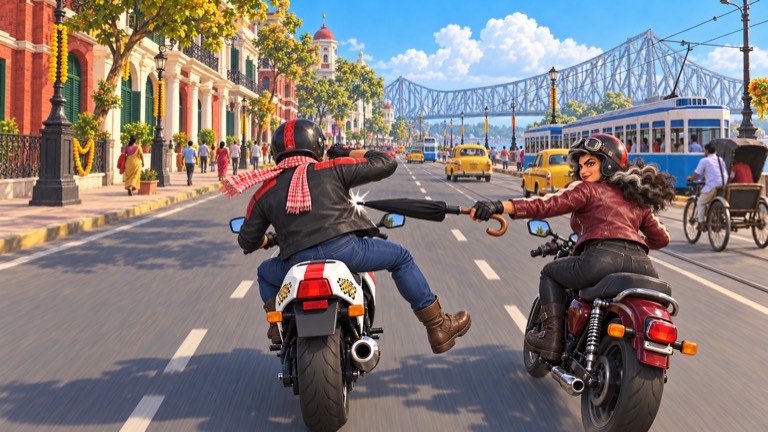 Sadak Fury key art: an umbrella attack on a Kolkata street