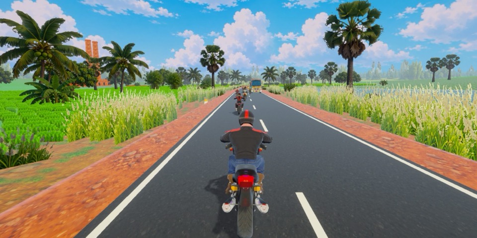Sadak Fury screenshot: palms and paddy fields in West Bengal